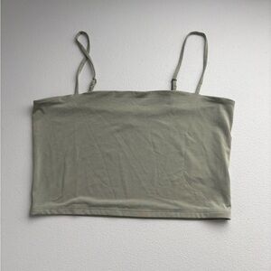 Express Sage Green Cropped Camisole with Spaghetti Straps and Fitted Style